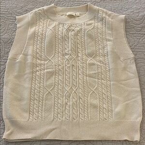 Cream Cable Knit Sleeveless Sweater